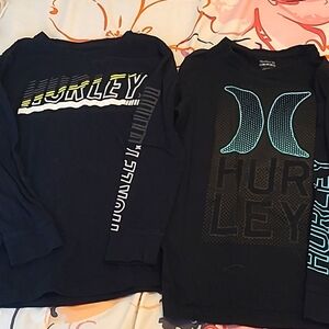 Hurley Black Long Sleeve Shirts (2) Boy's Size Medium